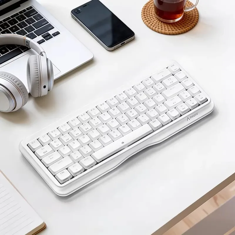 Short Ball Keycap Mechanical Keyboard Custom Wired Single Mode 68 Keys PBT Hot-swap for Gaming and Office Suitable for Girls