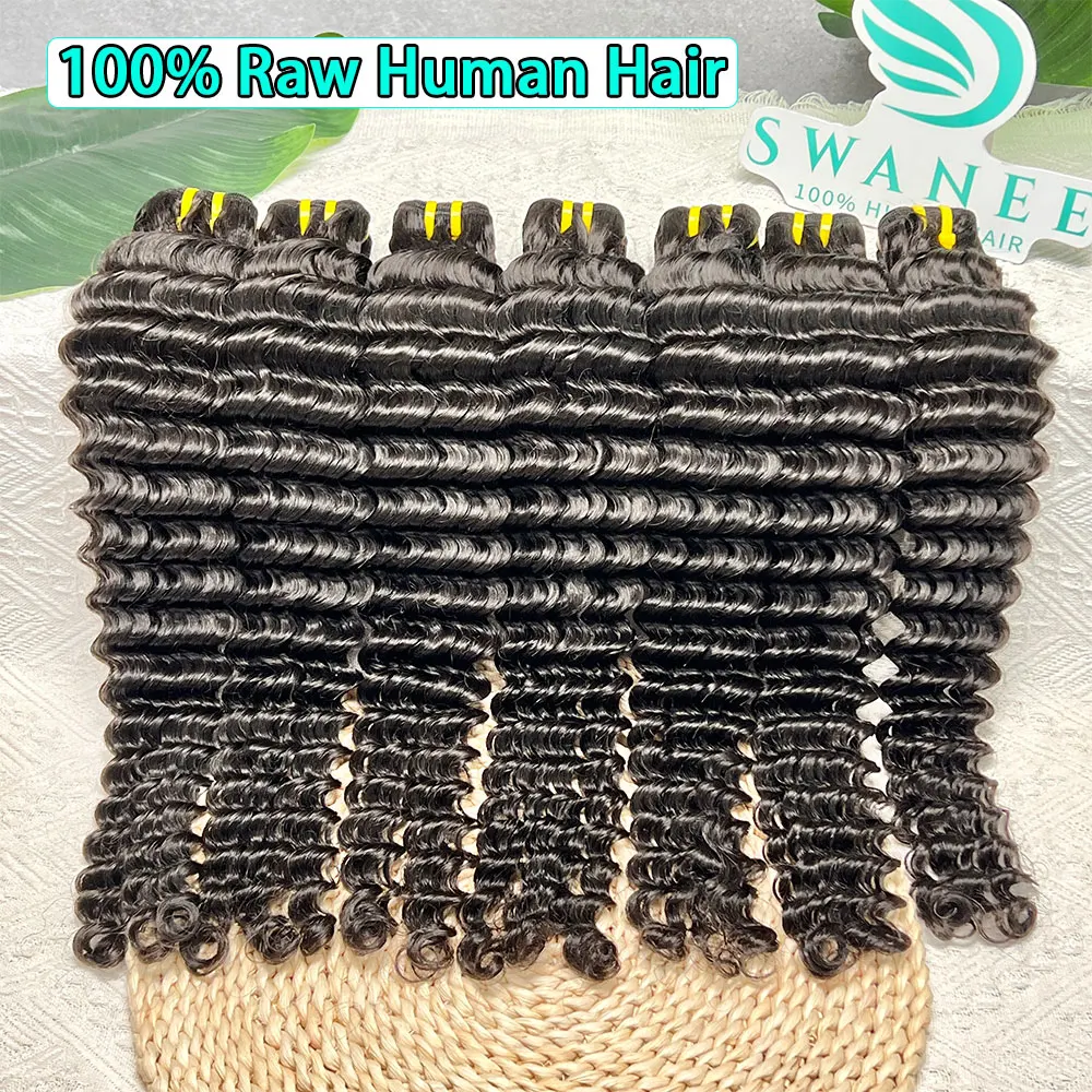 16A Deep Wave Human Hair Bundles Double Weft Unprocessed Weaving Raw Virgin Hair Bundles Weave Extensions Deals For Woman