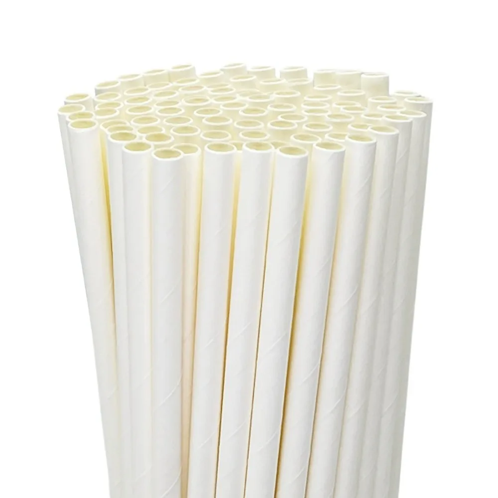 100PCS Kraft Paper Biodegradable Paper Straws Direct Pipe Flat Opening Paper Straws Brown Eco-Friendly Straws Milkshakes