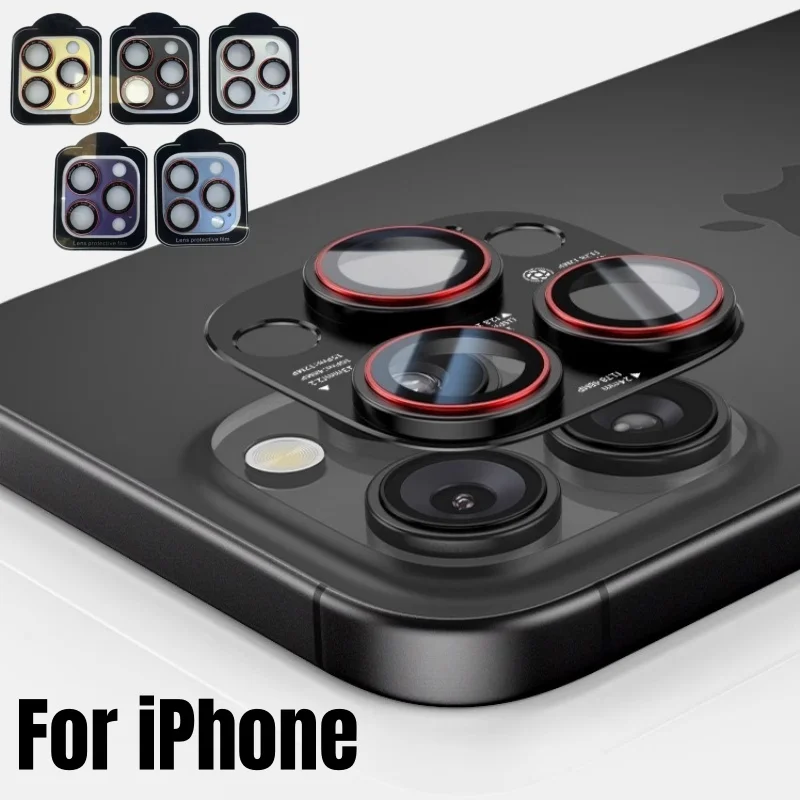 Metal Lens Film Full Cover Camera Protector AR Lens Glass For IPhone 16 15 14 Pro Max Plus 17 Pro Back Lens Case Protective Cap
