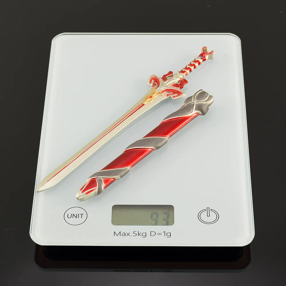 22cm7.1in จีนทีวีที่มีชื่อเสียง Crimson Cloud ดาบพวงกุญแจโลหะอาวุธรุ่น Katana อุปกรณ์เสริม Retro Replica ของเล่นของขวัญ