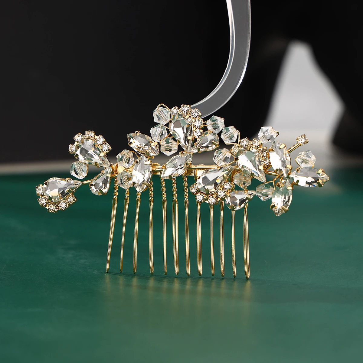 Crystal Bridal Wedding Hair Comb Wedding Headwear Hairpins for Bride and Bridesmaids (Gold)