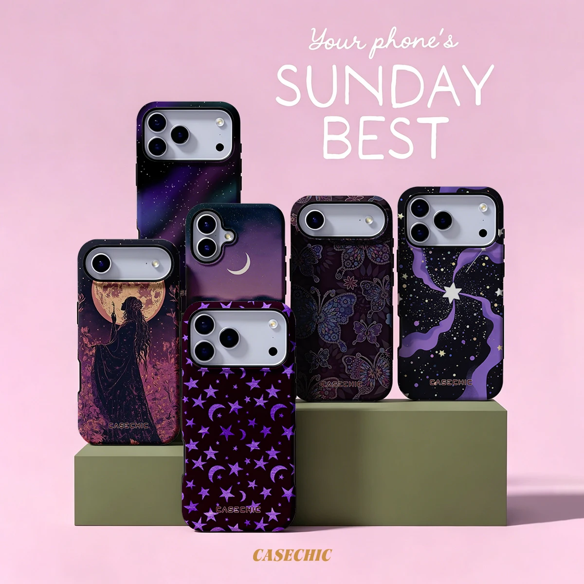 Purple Moon & Star For Samsung Galaxy S26 Ultra A56 Exquisitely Pattern Double Protective Phone Cover Cases CaseChic