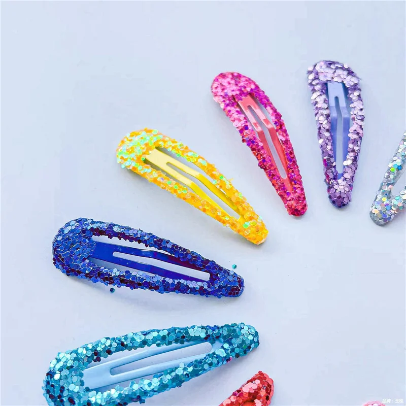 20Pcs/Lot Bling Hairpin Princess Children Hair Accessories Cute Sequin Thick Powder Sprinkled Hairclip Party Decoration Headwear