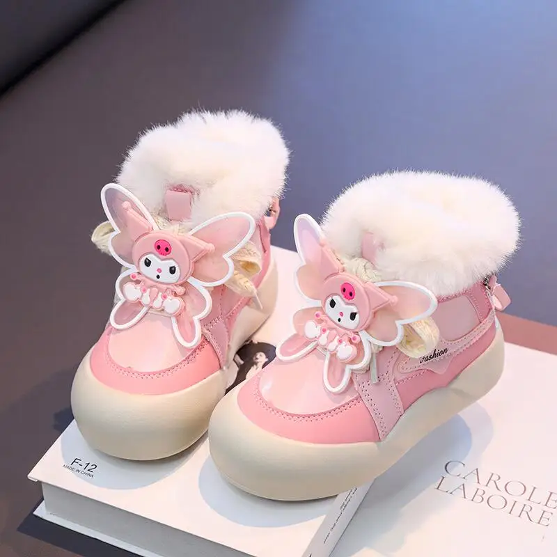 

Hot Sanrio Kuromi Girl Winter Fashion Cotton Shoes Student Fleece-Lined Keep Warm Cartoon Child Non-Slip Snow Boots New Style