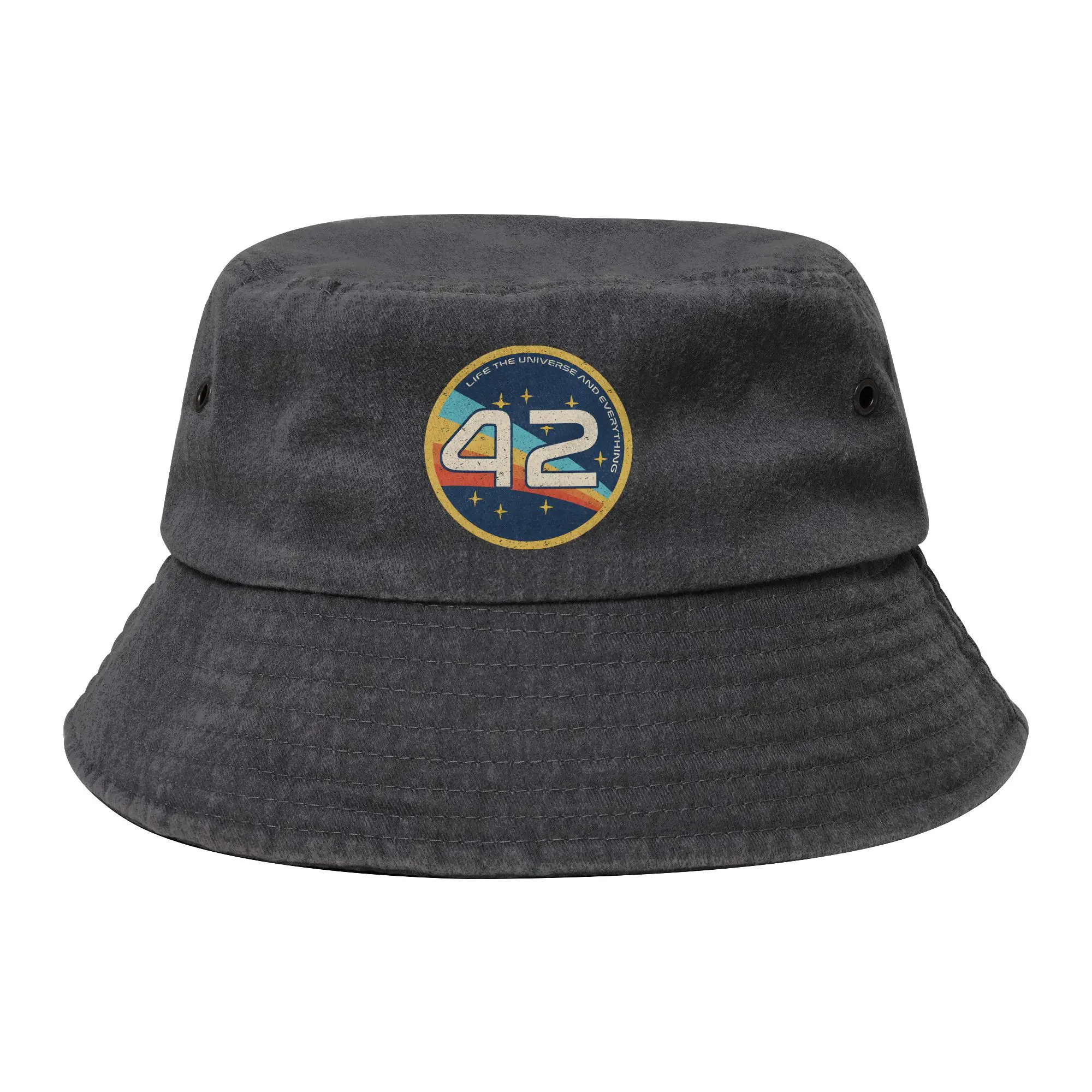 Street dont panic 42 The Answer To Life Cotton Bucket Hat For Unisex  Washed Distressed Fisherman Cap Travel Headwear