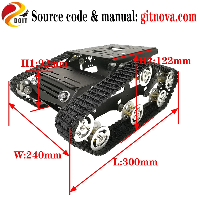 Metal Tank Chassis Kit Y100 Smart Crawler Robot Platform 33GB-520 DC Motor Aluminum Alloy Wheel Plastic Track DIY Toy