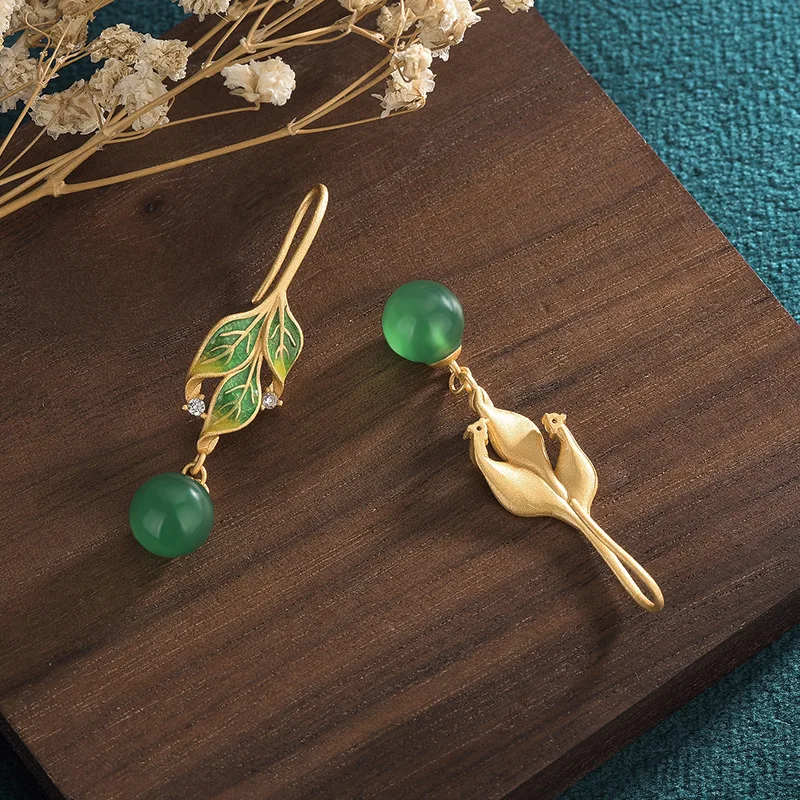 New Trendy Luxury Enamel Craft Leaf Long Tassel Earrings for Women Traditional Women\'s Golden Earrings Party Beautiful Jewelry
