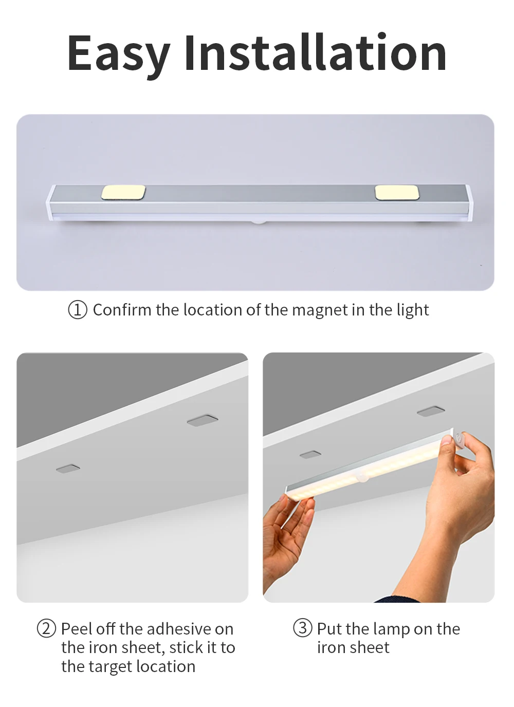 LED Desk Lamp Hanging Magnetic Stepless Dimming LED Night Light USB Rechargeable Bedroom Light Cabinet Closet Reading Night Lamp