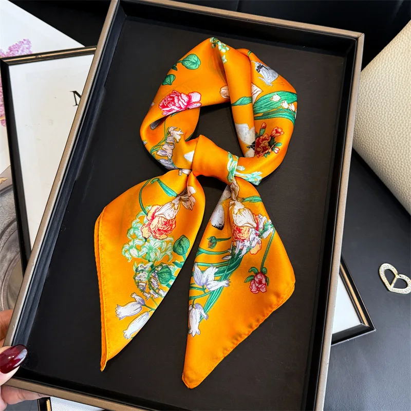 

Hijab Women's Scarf Silk Luxury Shawl Wraps Bandana Headband Ribbon Headscarf Designer Handkerchief Bands Hair Bands
