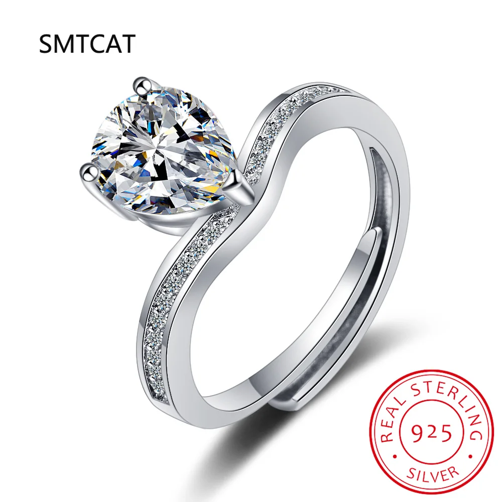 Pear Shaped Engagement Rings 1CT Moissanite Fine Jewelry Water Drop Cross Anniversary Wedding Band For Women 925 Sterling Silver