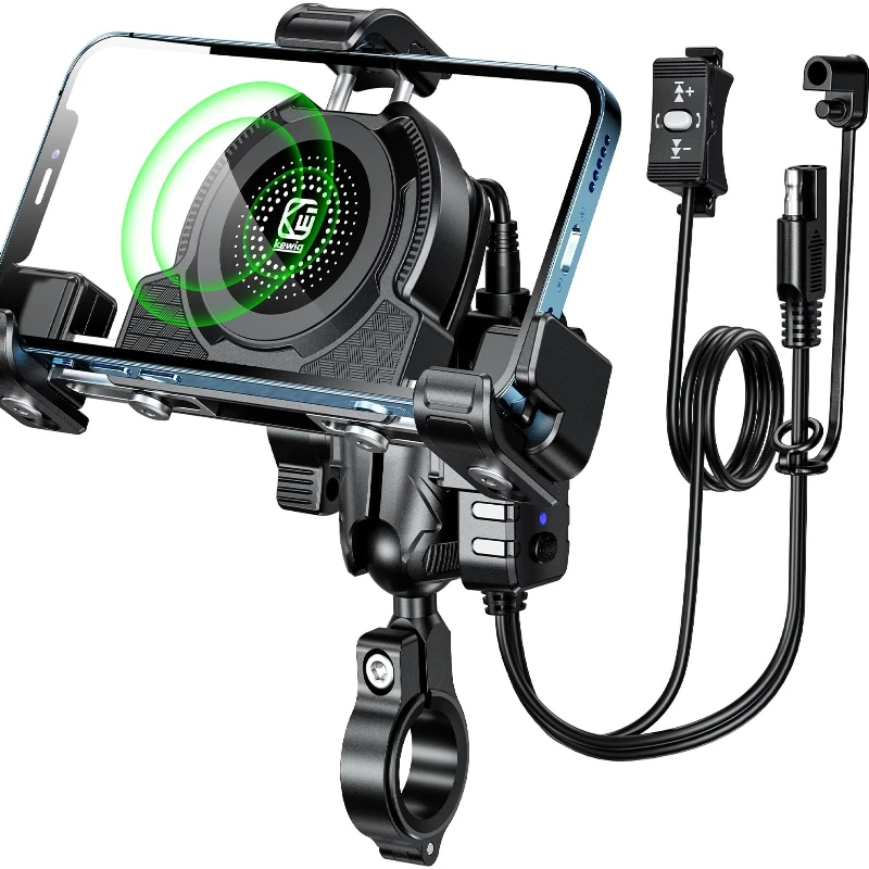 

Kewig Motorcycle Phone Holder Wireless Charger with Qi 15W Wireless Charger and USB C 36W Fast Charging Port