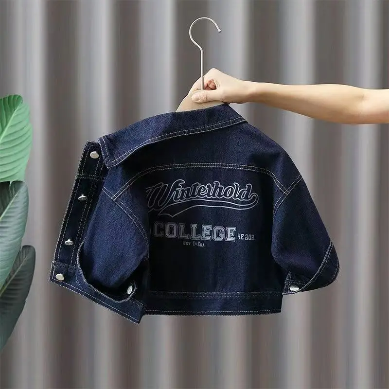 Boys\' Denim Coat Spring and Autumn 2023 New Korean Version Girls\' Denim Coat Children\'s Jacket Cloth Kids Denim Jacket 2 4 6 8 Y