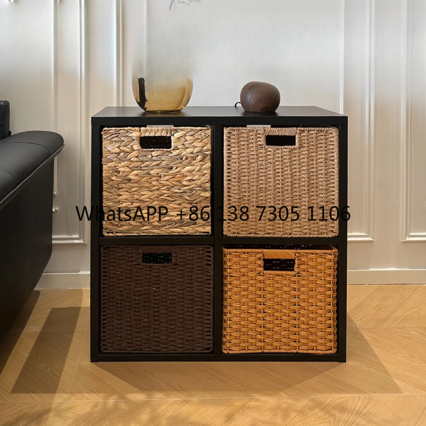 

Steel Modular Japanese Style Storage Cabinet 8 Grid Floor Standing Shelf for Living Room Nursery Bedroom Organizing Use