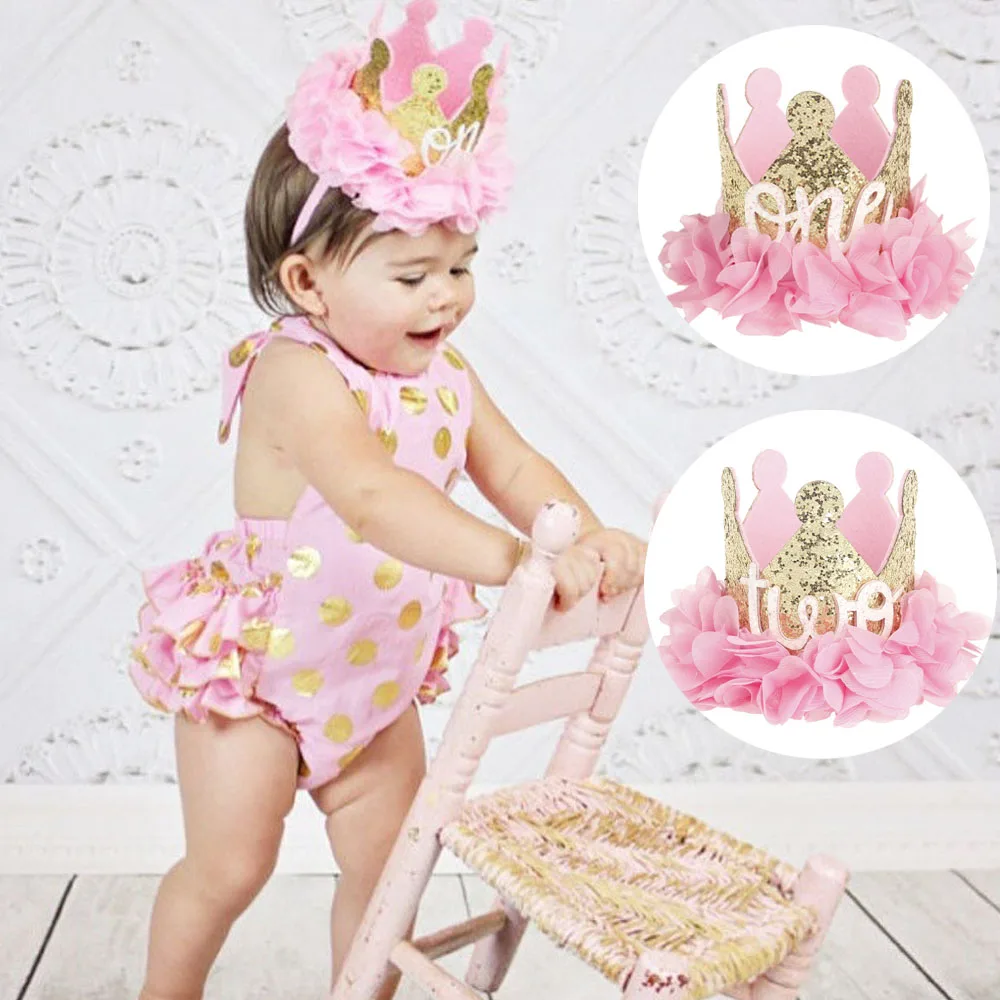 New Princess Baby Girl 1st Birthday Party Flower Crown Party Headband Hairband