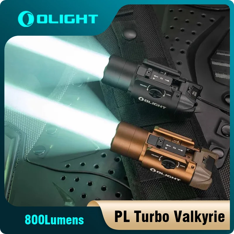 Olight PL Turbo Valkyrie Weaponlight Tactical Torch Lamp Spotlight Floodlight 800 Lumens Long Range Rail Mount Flashlight