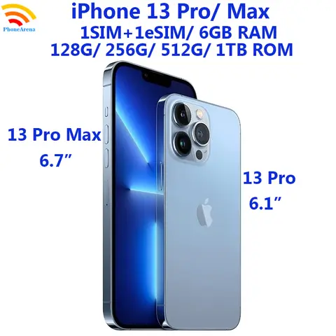 98% New Original Apple iPhone 13 Pro Max 6.7"/ iPhone 13 Pro  6.1" 12PM 128G/256G/512G/1TB ROM OLED Face ID Add 20W AC charger