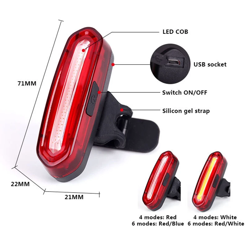 Bicycle Tail Lamp Waterproof Bicycle Light LED Bike Rear Lights High Bright Night Cycling Safety Warning Lamp Road MTB Lantern