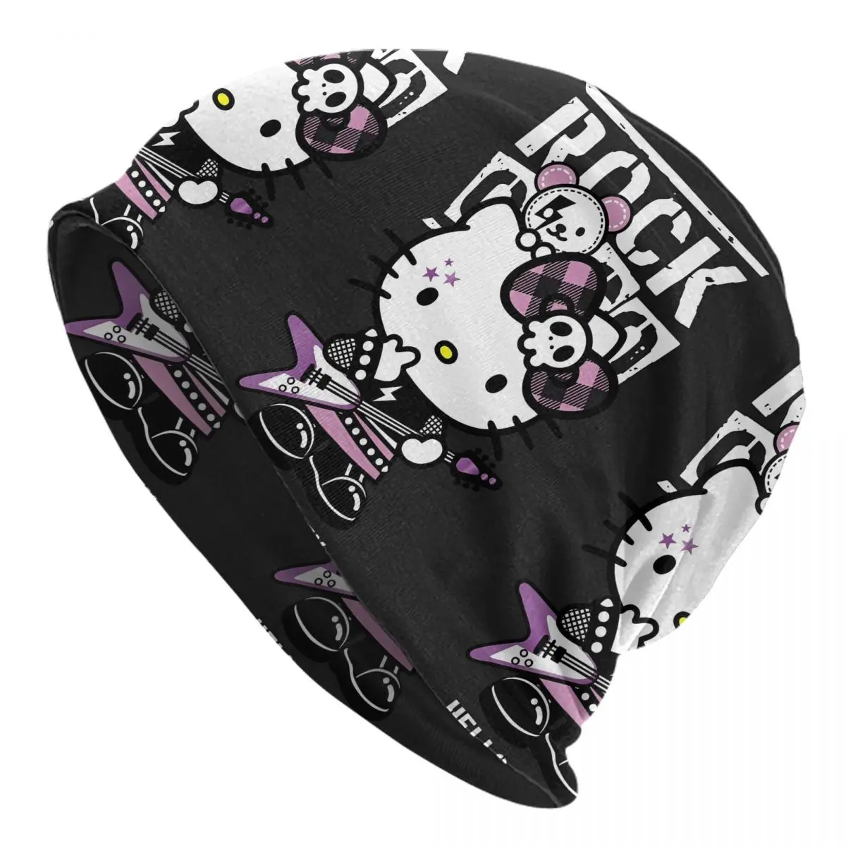

Hello Kitty рок-панк музыкальная шляпа-капот модная уличная шапка Skullies шапки мужские женские теплые шапки с головным убором