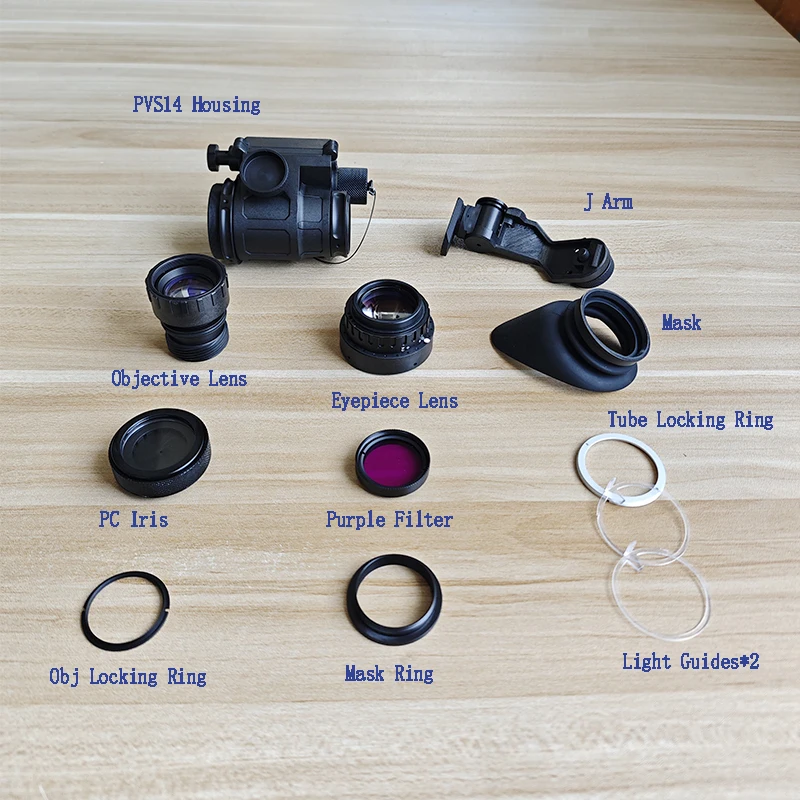 

Upgrade PVS14 Housing Kits 40 Degree Night Vision Circuit Boards Manual Gain with Offset Collimate Eyepiece Objective Lens Iris