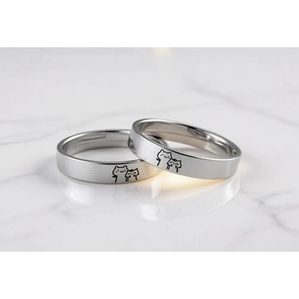 

Очаровательные парные кольца для влюбленных из стерлингового серебра S925, регулируемые, для годовщины, помолвки, свадьбы, в комплекте