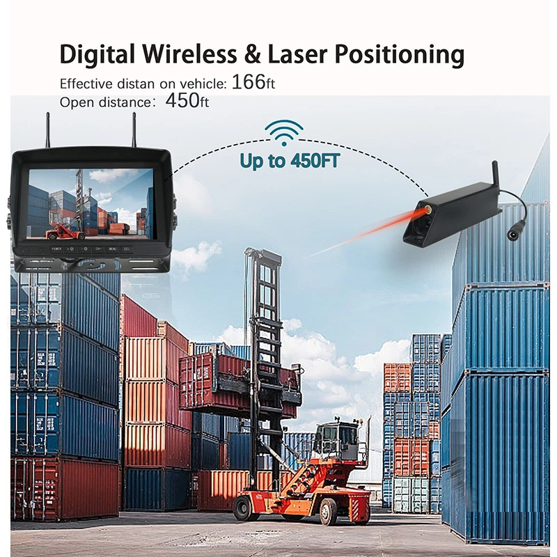 Pz630wl sem fio display de 7 polegadas 1080p empilhadeira câmera de visão frontal pode controlar câmera em espera laser com câmera magnética