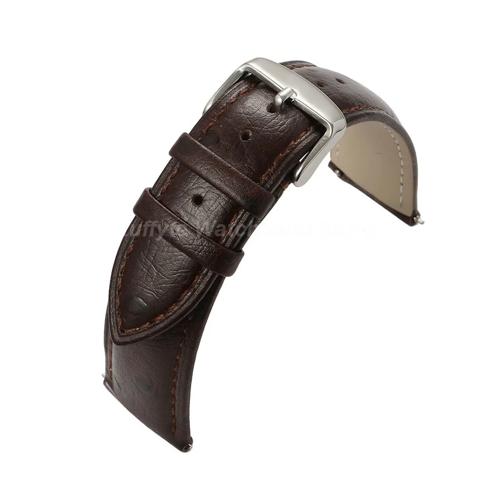 Ostrich Pattern Leather Watch Band for Men Women 18mm 20mm 22mm Quick Release Spring Bar Fashion Casual Replacement Watch Strap