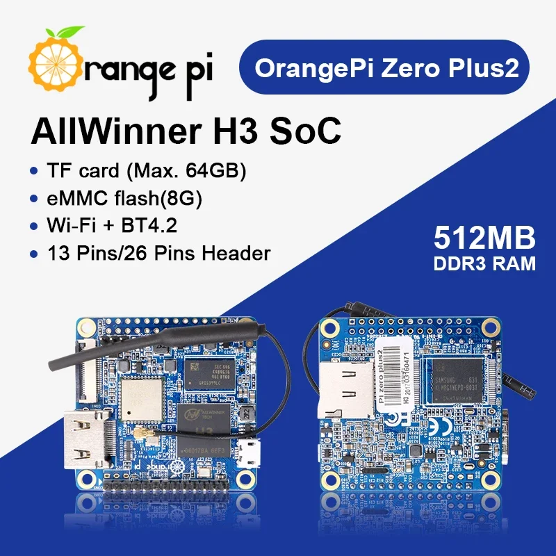 ToPESsOrange Pi Zero Plus 2 Single Board Computer 512M RAM Allwinner H3 Wifi Bluetooth Run Android 4.4 Ubuntu Debian Development