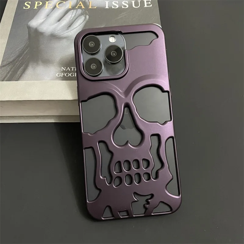 Coole Hohlraum-Wärmeableitungs-Handyhülle mit Totenkopf-Ghostface-Plattierung für iPhone 18 17 16 Pro Max 15 14 13, modische, schlanke Hülle – Detail 14