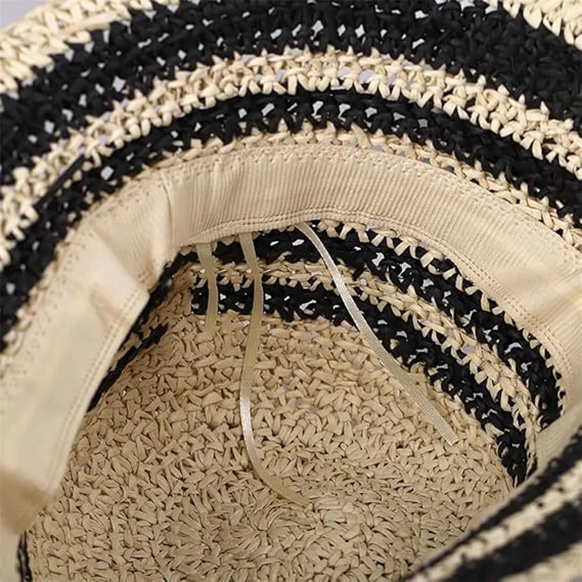 1PC Woven Straw Hat Women Summer Strip Sunshade Bucket Hat Fashion Sunscreen Foldable UV Protection Paper Panama Hat CJCYMZ055