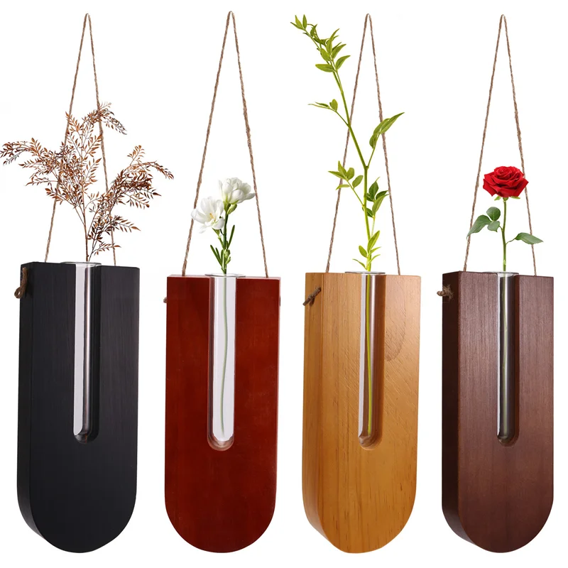 BAAG-ไม้เนื้อแข็งการจัดดอกไม้สไตล์จีนใหม่พืชHydroponicยืนติดผนังHydroponic Simple Wallจี้