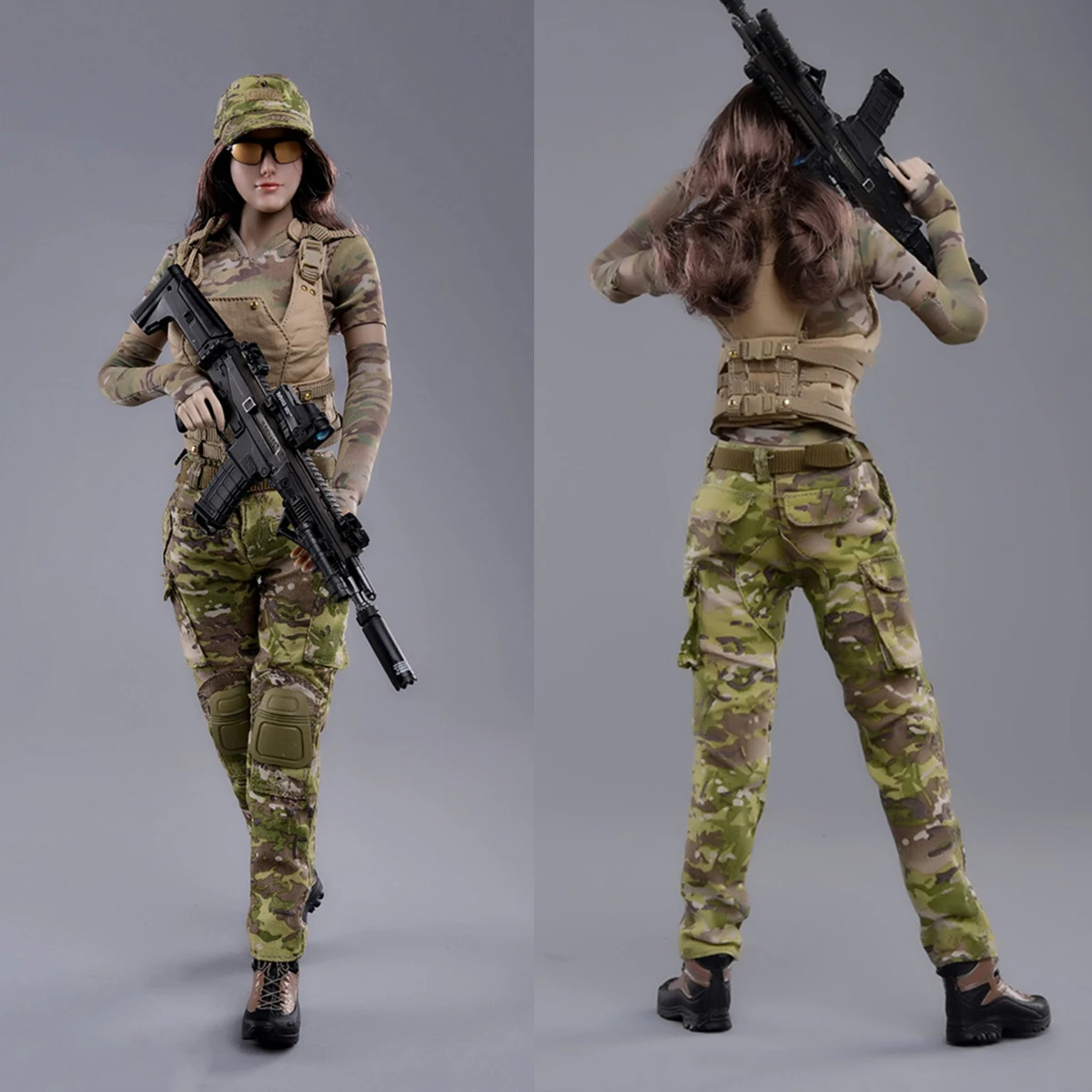 

Fire Girl Toys 1/6 FG003 FG004 Female Soldier Military Army Uniform Camouflage Tactical Combat Suit Boots For 12" Action Figure