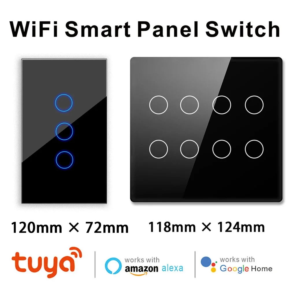 4x4 Brazil tuya WiFi 4/6/8 Gang intelligent Wall Switch Voice Control Touch Sensor LED Light Switches Alexa Google Home 100-240V