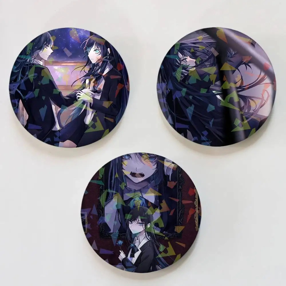 Cartoon Singer Ado Round Badge Lapel Pins for Backpacks Briefcase Laser Brooch Clothes Gifts