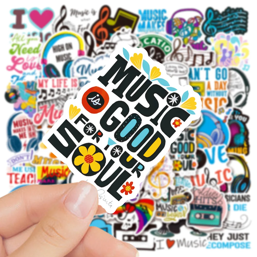 10/50 Inspirational Music Text Cartoon Stickers DIY Laptop Luggage Skateboard Graffiti Decals Sticker 2023