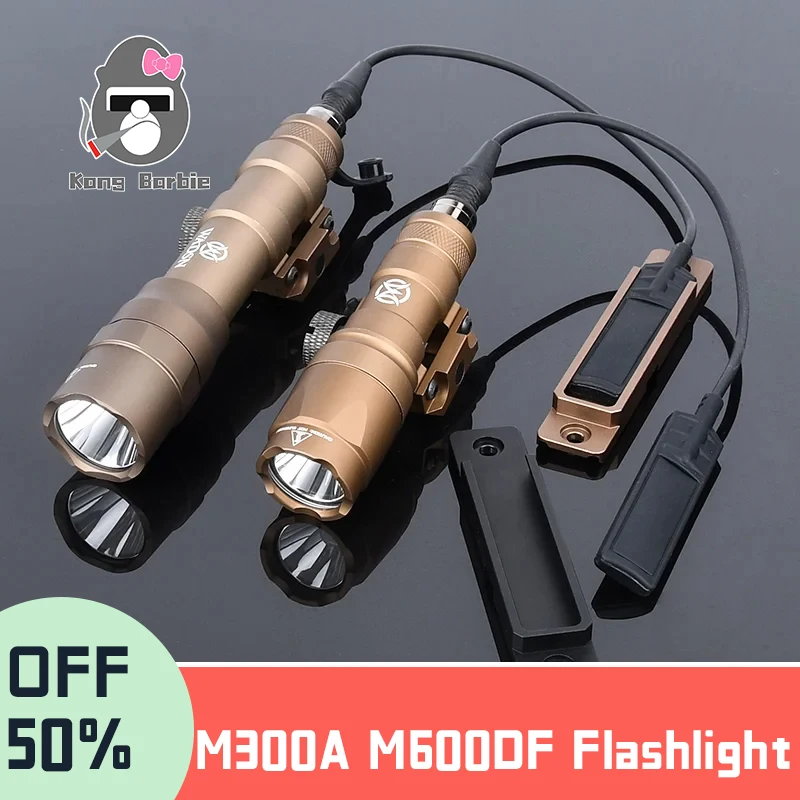 Tactical M600 M300 M600DF M300A Flashlight White Light Metal Tail Switch Card Slot Fit M-Lok Keymod Rail Hunting Weapon Lamp