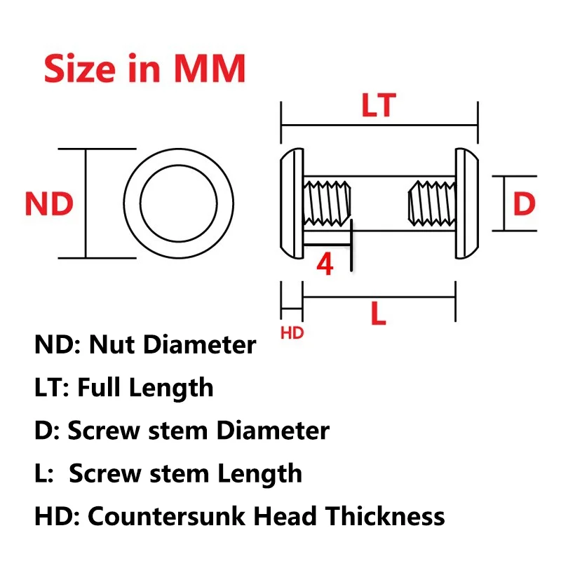 5 Sets 5MM Hole Size Stainless Steel Knife Handle Lock Screws Spindle Rivets Nails T8 Torx M4 Thread DIY Make Accessories Parts