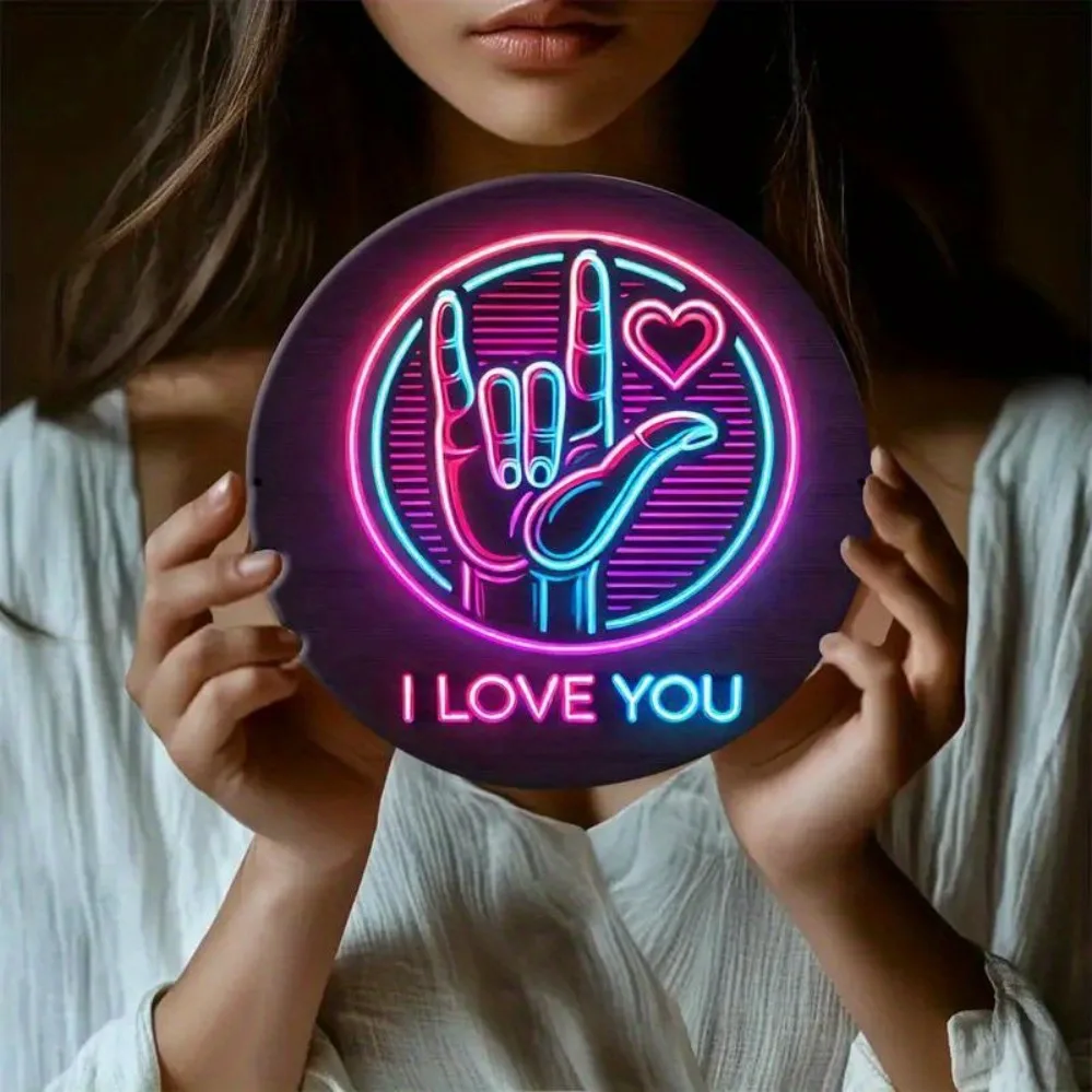 CIFBUY Retro Neon Sign Language Sign Aluminum Wall Art Waterproof Fade Resistant Durable Metal Decor for Home Office Bedroom