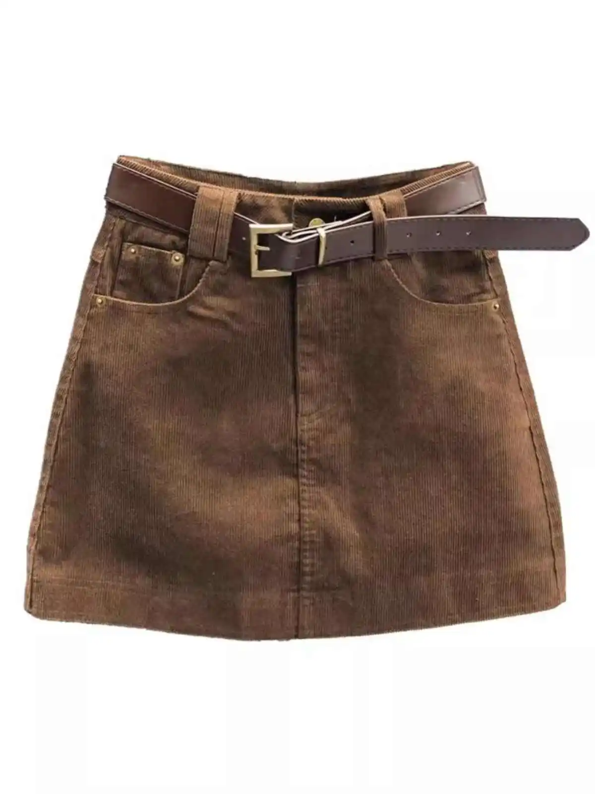 Minifalda acampanada marrón para mujer, faldas de micro pana de cintura alta Harajuku Y2k, falda Vintage de verano de los años 90, ropa de moda de los años 2000 2025