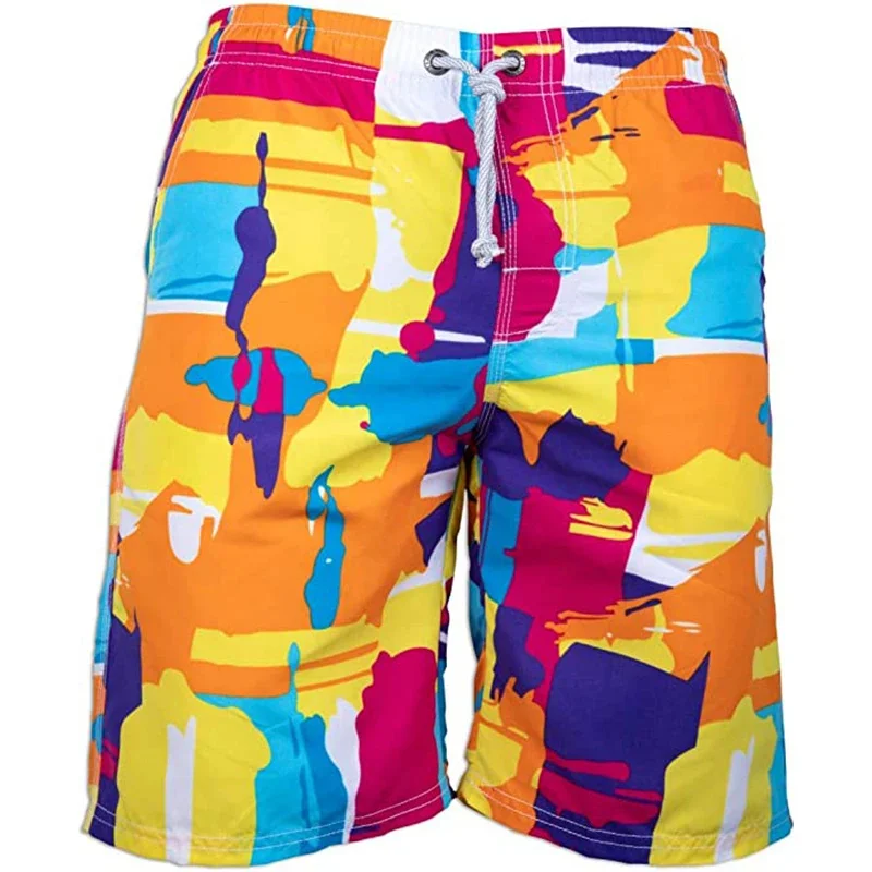 Colorful Ethnic Graphic Beach Shorts For Men Mathematical 3D Printed Short Pants Hawaiian Surf Ice Shorts Quick Dry Swim Trunks