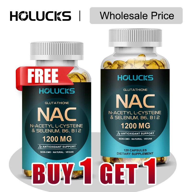 Buy 1 Get 1 Free! NAC 1200mg Supplement, for Thins Mucus, Reduces Cough & Bronchial Function,  Immune, Liver Repair & Detox