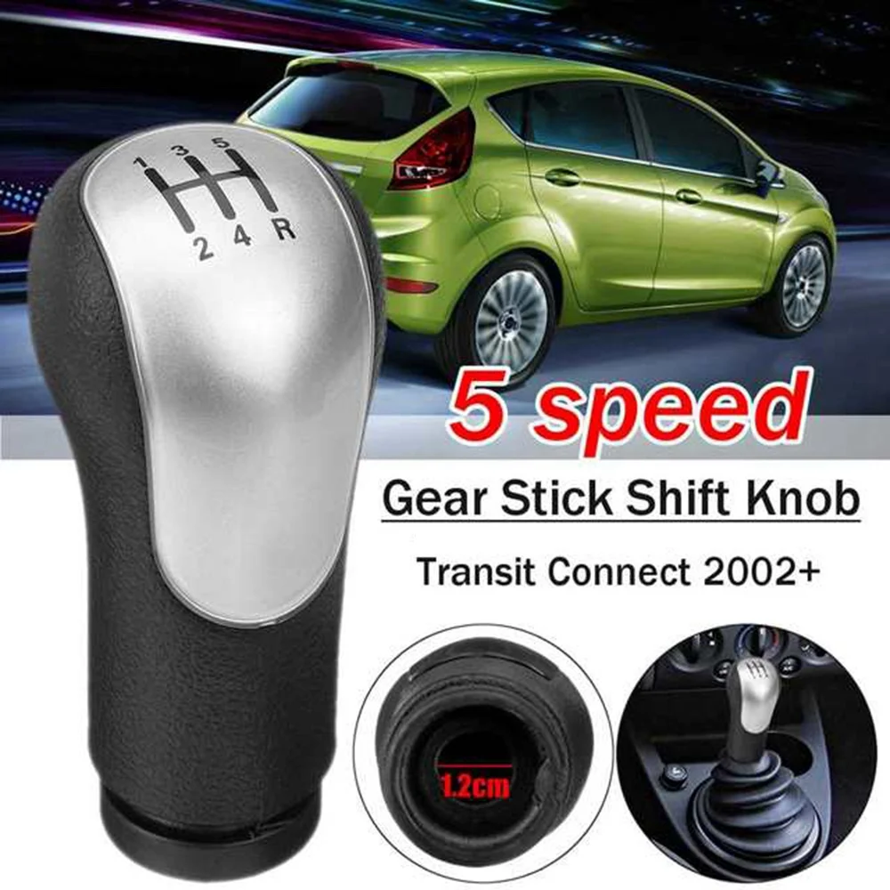 Silver 5 Speed MT Gear Stick Shift Knob for Ford Fiesta/Fusion/Transit Connect 2002+ 2S6R7217AC 1151765