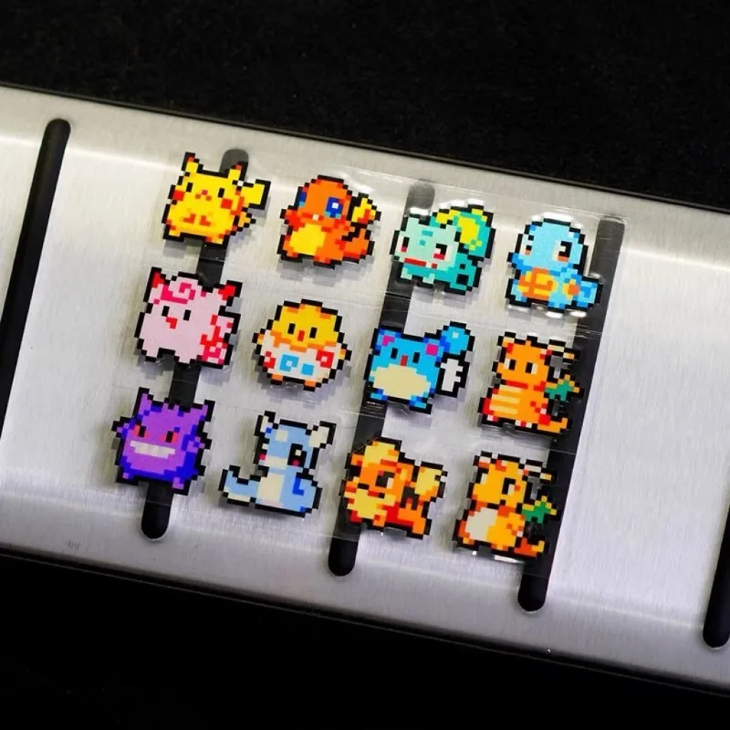 Pixel Pokemon Car Reflective Stickers Cute Pikachu Gengar Decals Cartoon Pocket Monster Side Window Vinyl Auto Decor Stickers