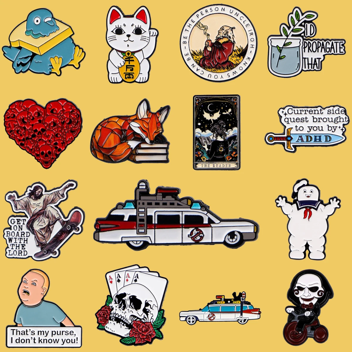 Skeleton Enamel Pin Anime Cat Brooches For Women Men Lapel Pin Cartoon Avatar Badges Halloween Gifts Clothing Accessories