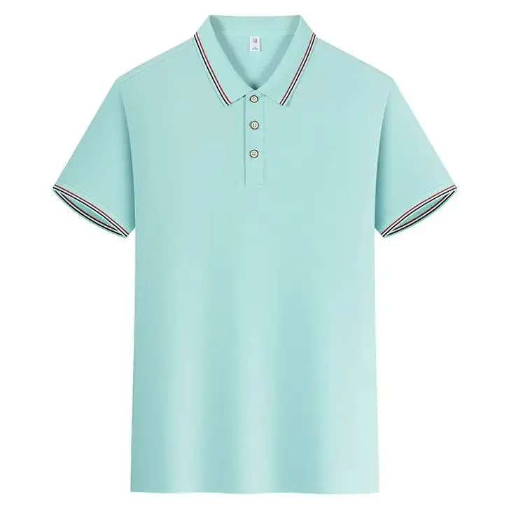 Summer Men's Striped Color Block Polo Shirt Casual Solid Short Sleeve Lapel Button Tshirts Casual Breathable Work Business Tops