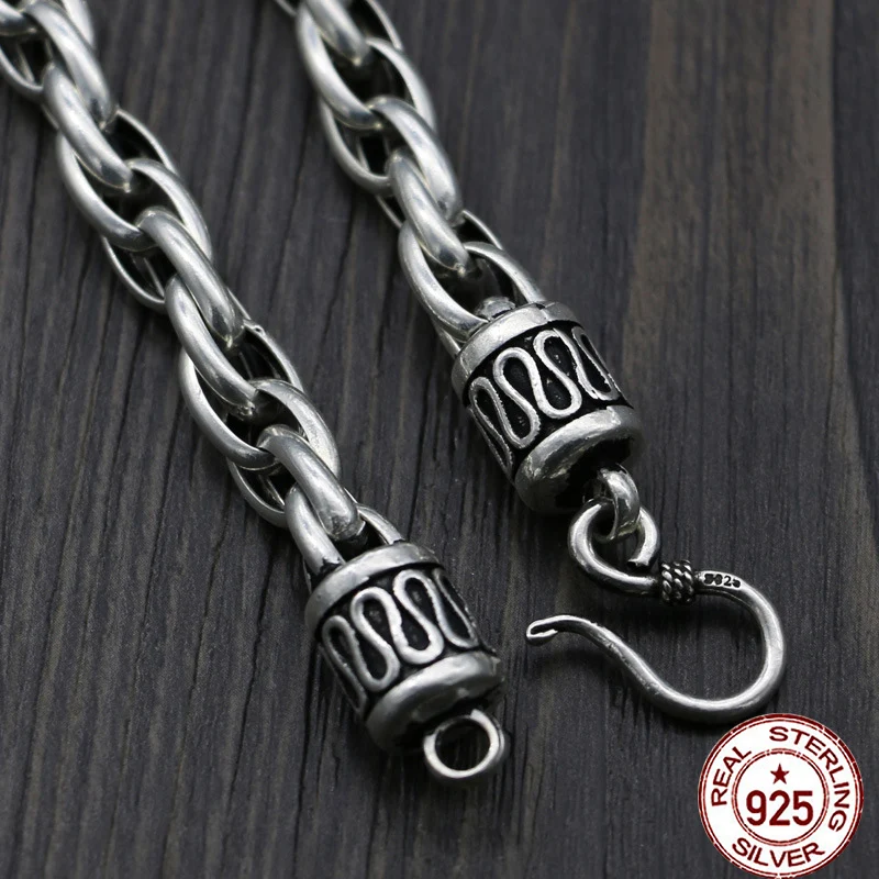 

S925 sterling silver necklace retro Fried Dough Twists simple naked hip-hop chain personality fashion accessories chain jewelry