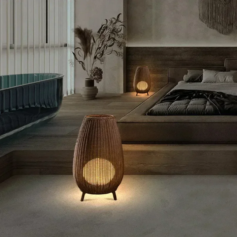 Vine Woven Waterproof Living Room Courtyard Lamp Outdoor Lawn Lamp Outdoor Landscape Lamp Villa