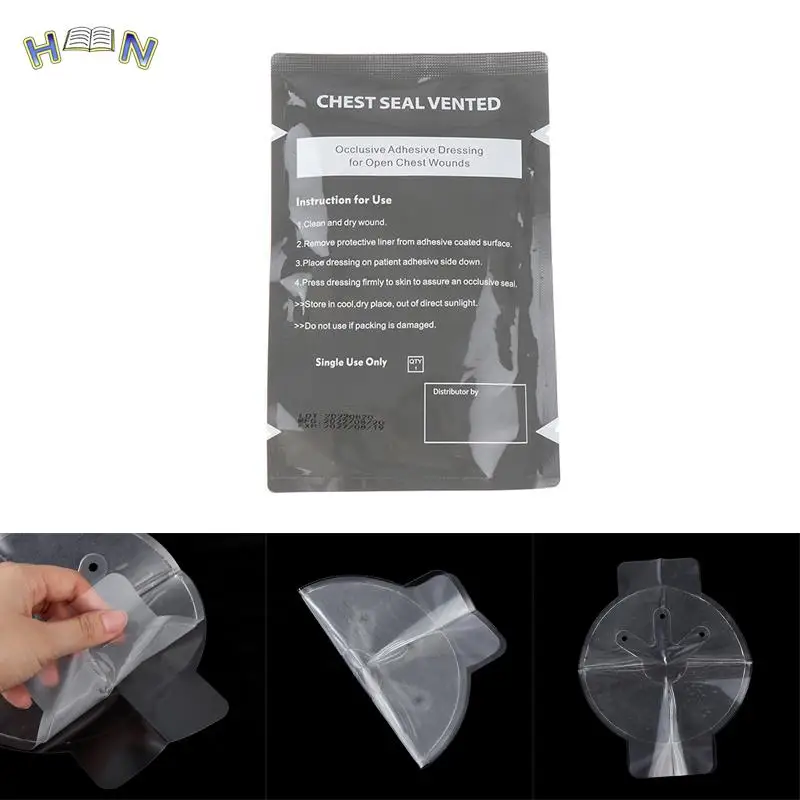 North American Rescue Hyfin Chest Seal Medical Chest Seal Vented Outdoor Useful Wound Emergency Dressing Bandage First Aid Kit