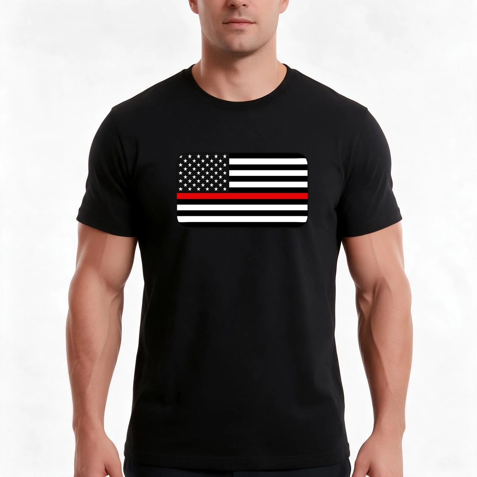 Thin Red Line American Flag T-Shirt Summer Casual Cotton Tee Oversized Streetwear Tops Vintage Graphic Print 100% Cotton