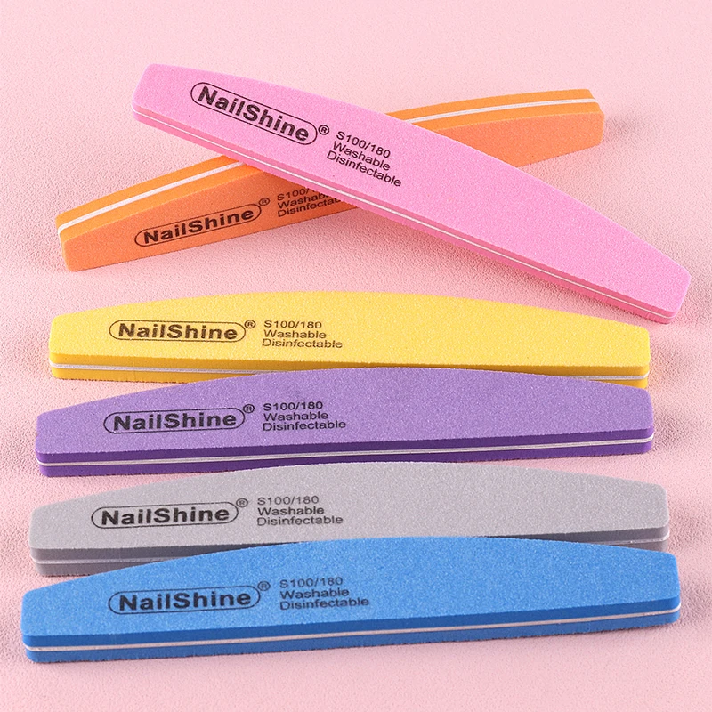 60Pcs Nail Files Sponge 100/180 Grit Moon Design Buffer Block Double Side Files For Finger Colorful Foam Tools
